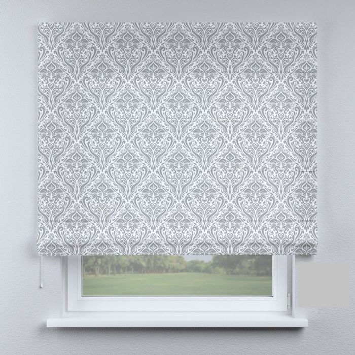 Римська штора з фотодруком сірий модерн з вензелями маленькі