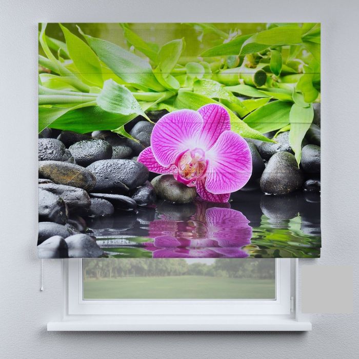 Римська штора з фотодруком орхідея на камнях