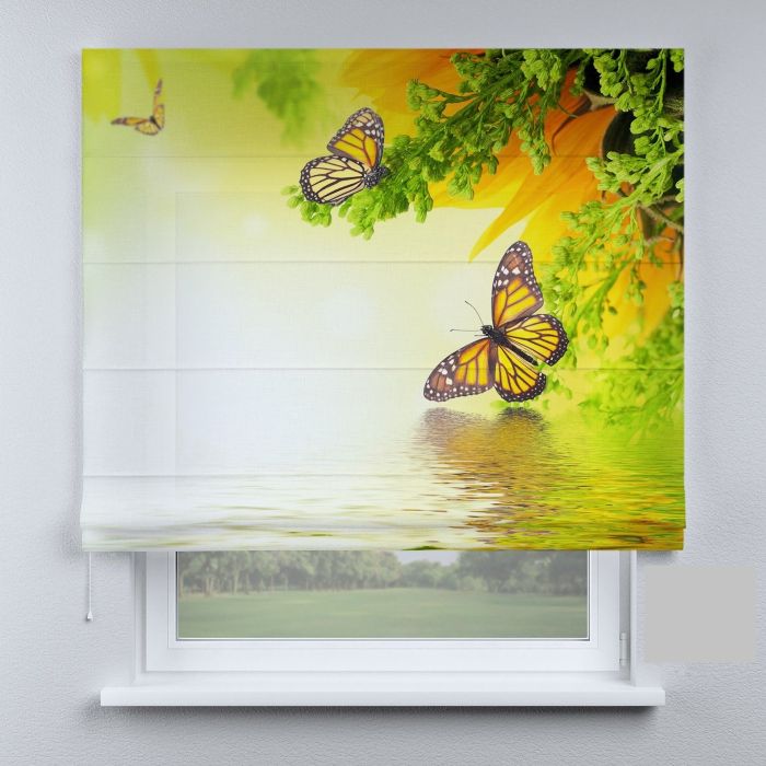 Римська штора з фотодруком метелики на гілках