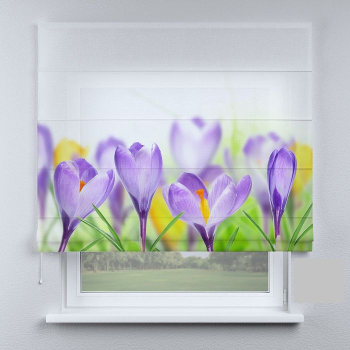 Римська штора з ланцюжковим карнизом крокуси різнокольорові