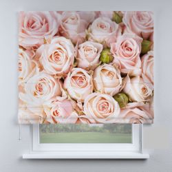 Римська штора з ланцюжковим карнизом рожеві троянди