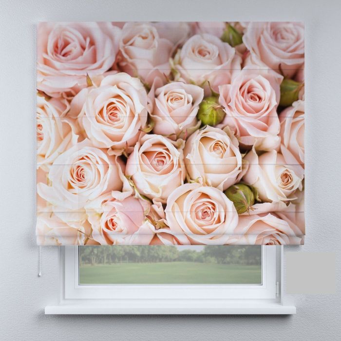 Римська штора з фотодруком рожеві троянди