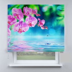 Римська штора з фотодруком орхідея з краплею води