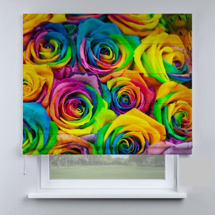 Римська штора з фотодруком троянди різнокольорові