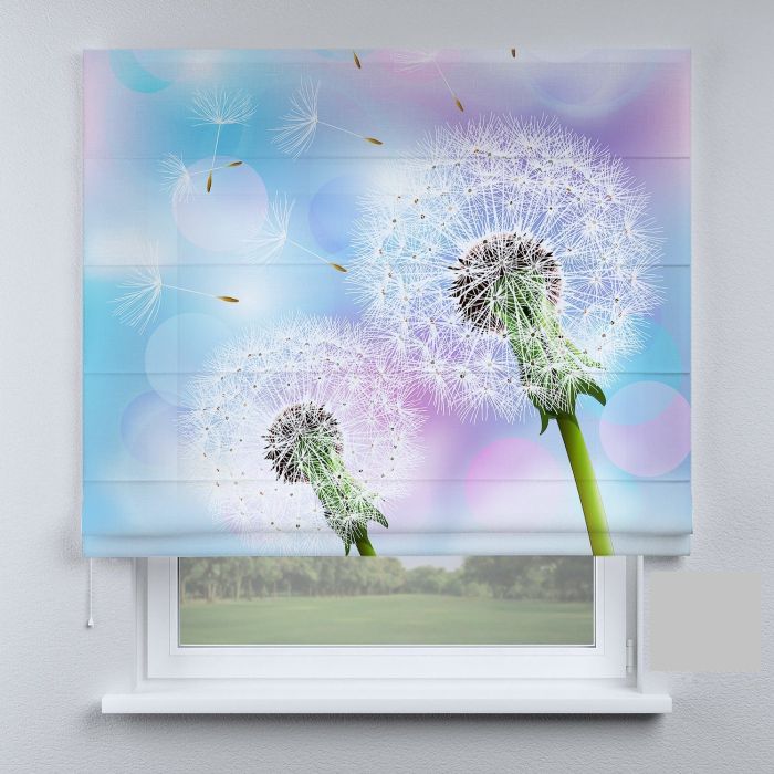 Римська штора DECOLIV одуванчики на разноцветном фоне
