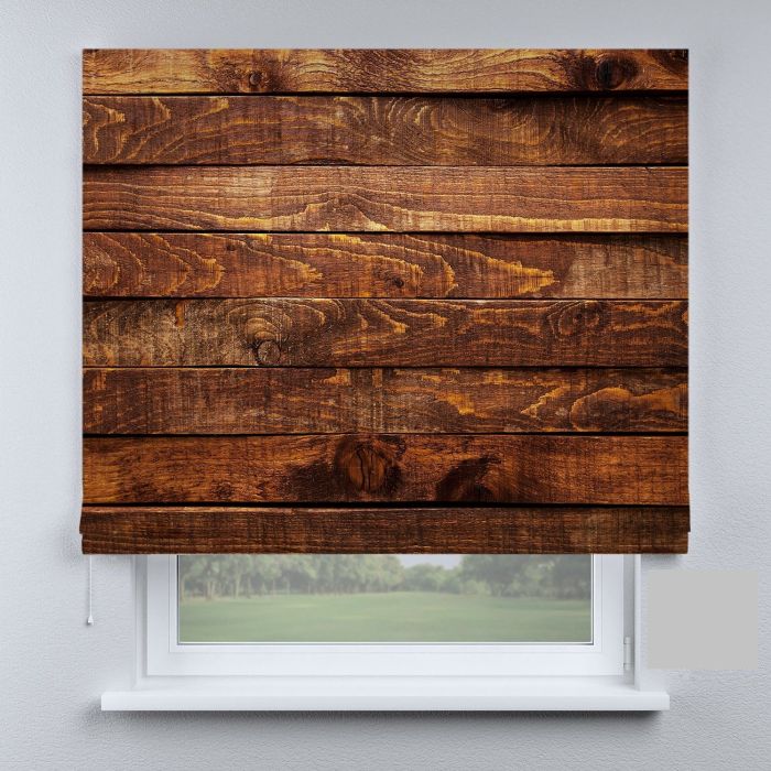 Римська штора з ланцюжковим карнизом доска коричнева