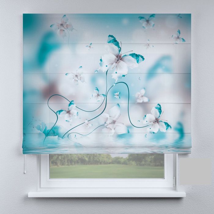 Римська штора з ланцюжковим карнизом метелики на природі