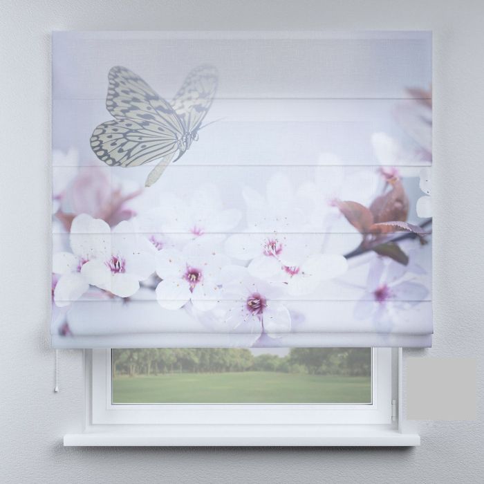 Римська штора з ланцюжковим карнизом метелик на вишні