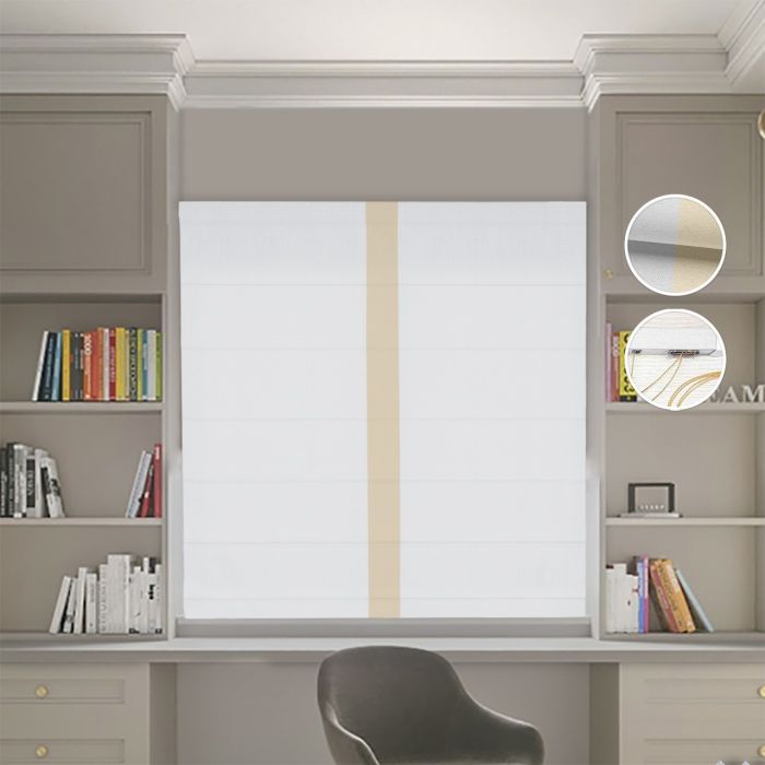 Римська штора DECOLIV Блэкаут Нова світло-сірий с бежевым кантом по центру