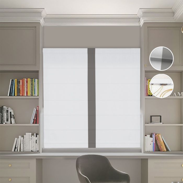 Римська штора DECOLIV Блэкаут Нова світло-сірий с графитовым кантом по центру