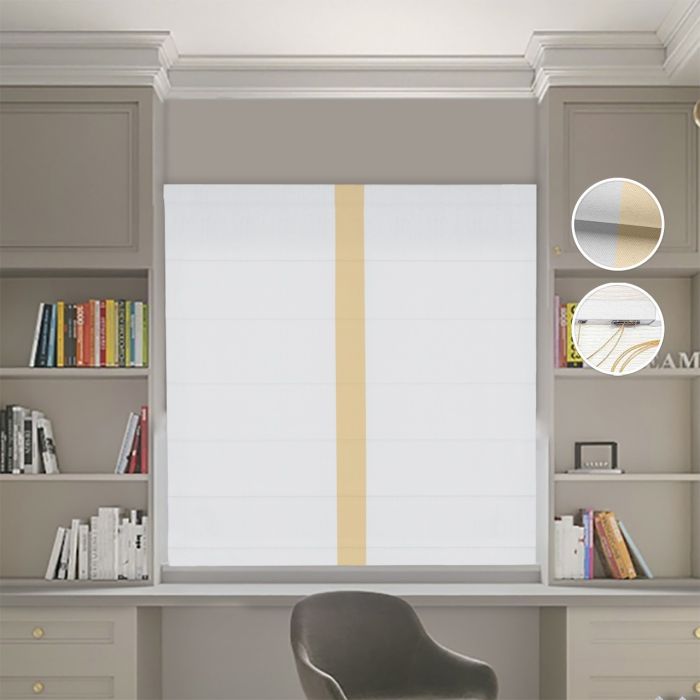 Римська штора Блекаут Нова світло-сірий з пісочним кантом по центру