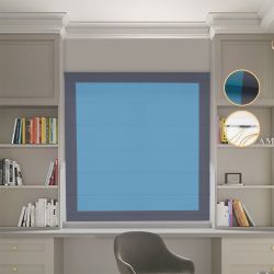 Римська штора Блекаут Перфект з ланцюжковим карнизом блакитний з графітовими кантами
