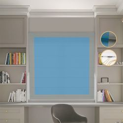 Римська штора Блекаут Перфект з ланцюжковим карнизом блакитний з оливковими кантами