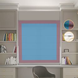 Римська штора Блекаут Перфект з ланцюжковим карнизом блакитний з пудровими кантами