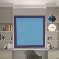 Римська штора Блекаут Перфект блакитний з бузковими кантами