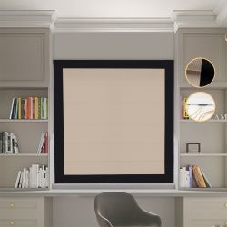 Римська штора Блекаут Перфект бежевий з чорними кантами