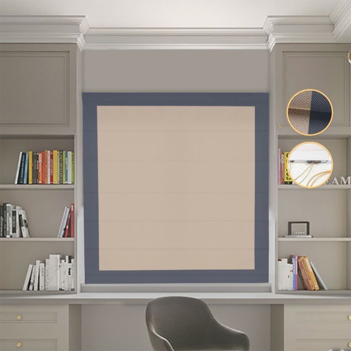 Римська штора Блекаут Перфект бежевий з графітовими кантами