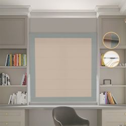 Римська штора Блекаут Перфект з ланцюжковим карнизом бежевий з оливковими кантами