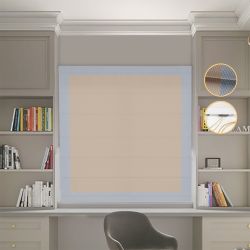 Римська штора Блекаут Перфект бежевий з світло-сірими кантами