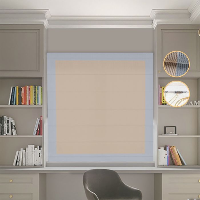 Римська штора Блекаут Перфект бежевий з світло-сірими кантами