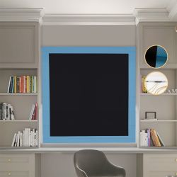 Римська штора Блекаут Перфект з ланцюжковим карнизом чорний з блакитними кантами