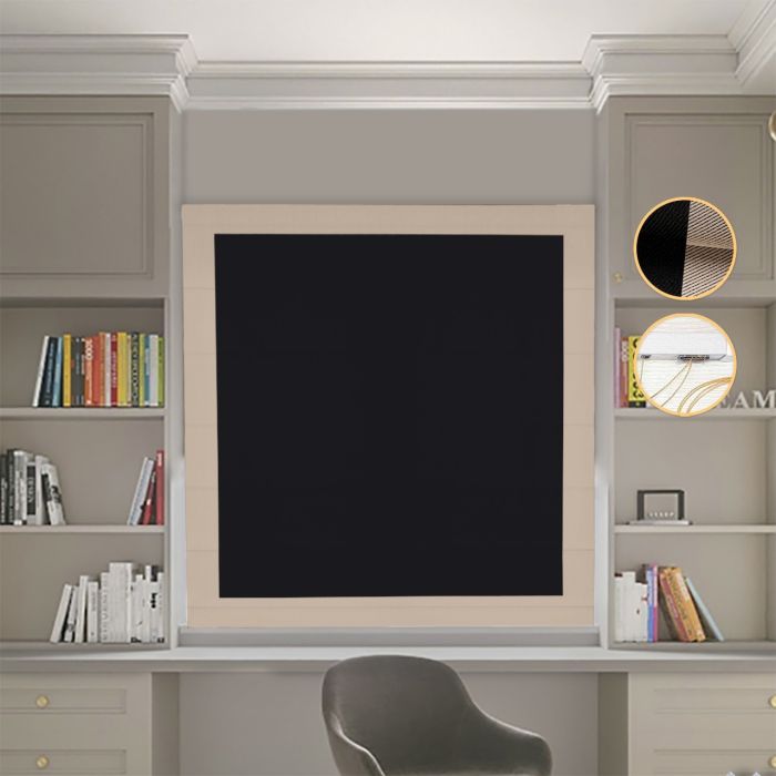 Римська штора DECOLIV Блэкаут Перфект черный с бежевыми кантами