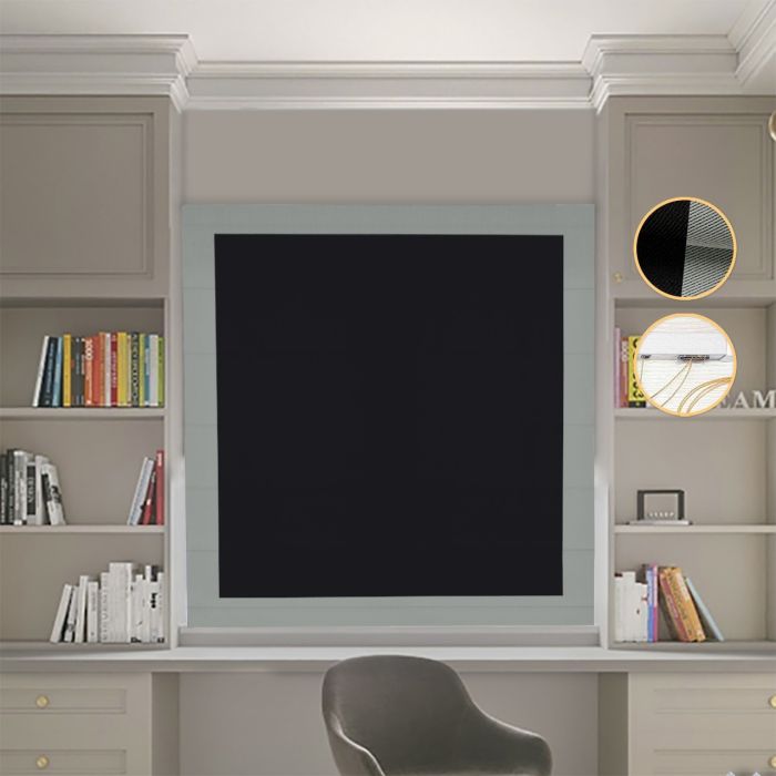 Римська штора DECOLIV Блэкаут Перфект черный с оливковыми кантами