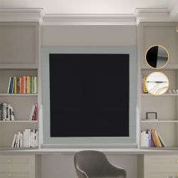 Римська штора Блекаут Перфект з ланцюжковим карнизом чорний з оливковими кантами