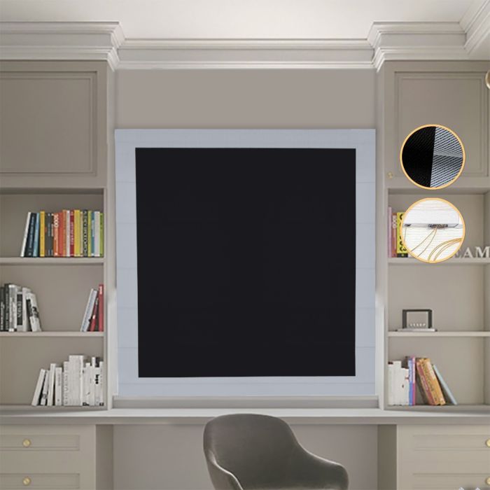 Римська штора DECOLIV Блэкаут Перфект черный с світло-серыми кантами