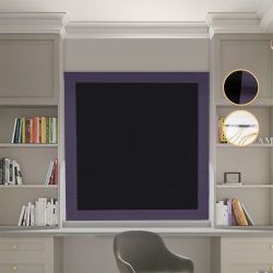 Римська штора Блекаут Перфект чорний з бузковими кантами