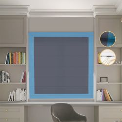 Римська штора Блекаут Перфект графітовий з блакитними кантами