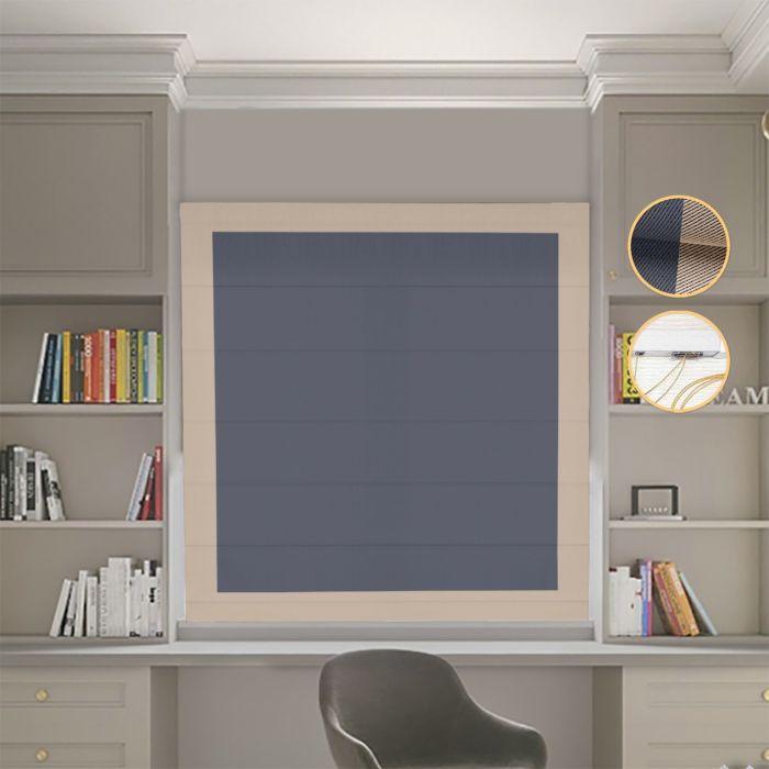 Римська штора Блекаут Перфект з ланцюжковим карнизом графітовий з бежевими кантами