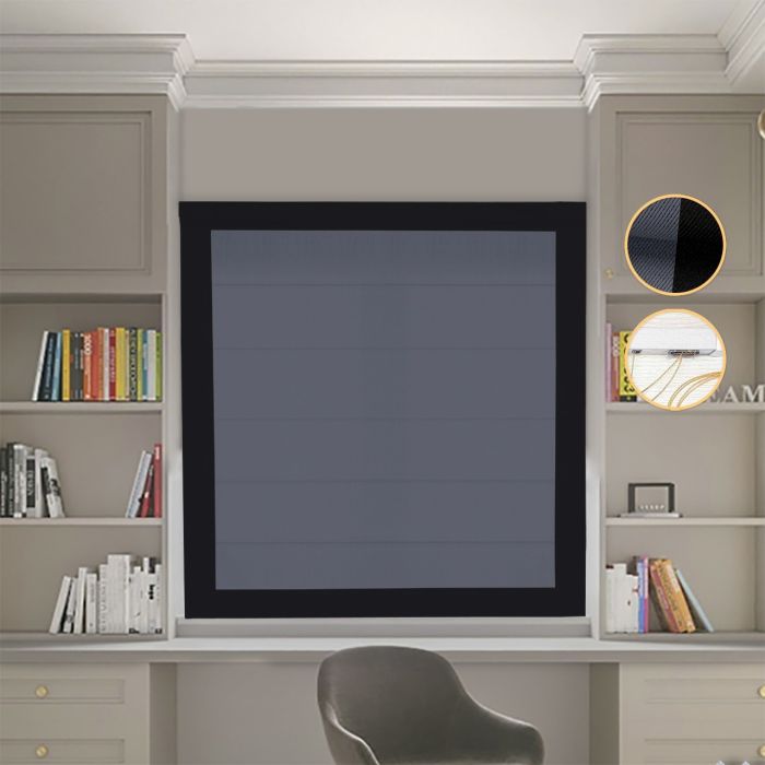 Римська штора DECOLIV Блэкаут Перфект графитовый с черными кантами