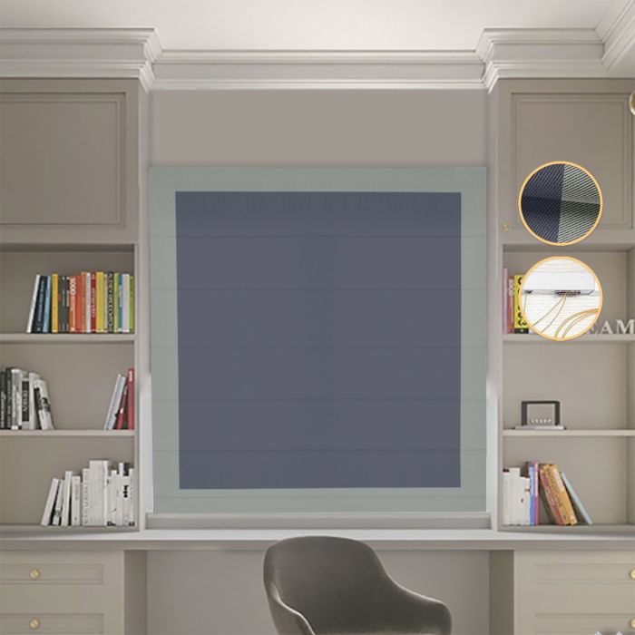 Римська штора DECOLIV Блэкаут Перфект графитовый с оливковыми кантами