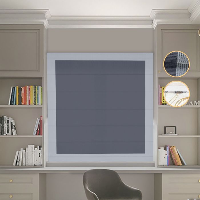 Римська штора DECOLIV Блэкаут Перфект графитовый с світло-серыми кантами