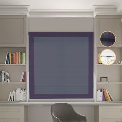 Римська штора Блекаут Перфект графітовий з бузковими кантами