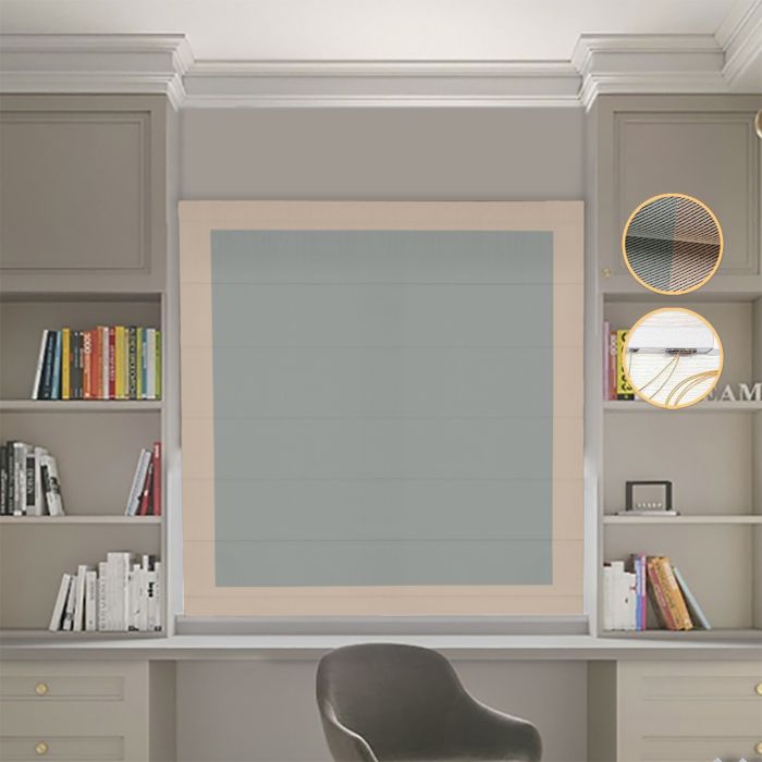 Римська штора Блекаут Перфект оливковий з бежевими кантами