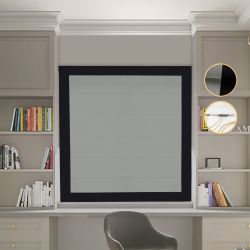 Римська штора Блекаут Перфект з ланцюжковим карнизом оливковий з чорними кантами