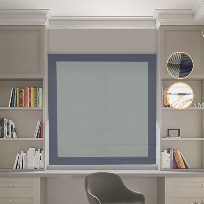 Римська штора Блекаут Перфект з ланцюжковим карнизом оливковий з графітовими кантами