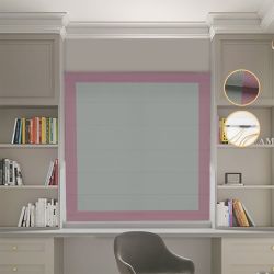 Римська штора Блекаут Перфект з ланцюжковим карнизом оливковий з пудровими кантами