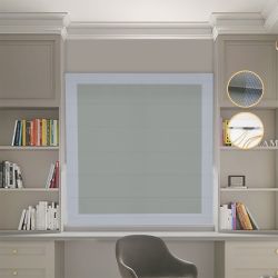 Римська штора Блекаут Перфект з ланцюжковим карнизом оливковий з світло-сірими кантами