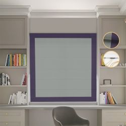 Римська штора Блекаут Перфект з ланцюжковим карнизом оливковий з бузковими кантами