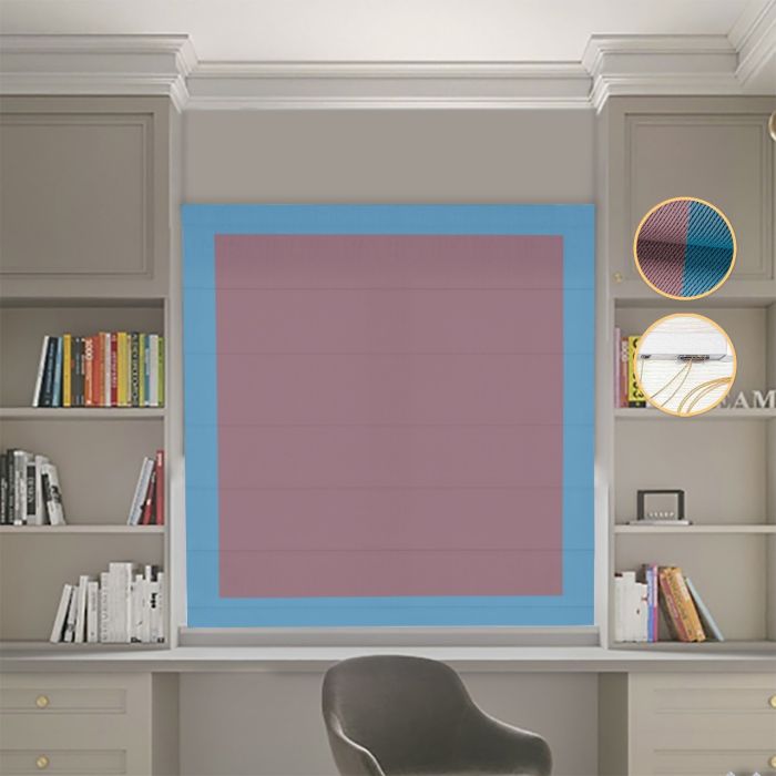 Римська штора DECOLIV Блэкаут Перфект пудровый с голубыми кантами