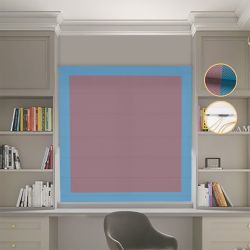 Римська штора Блекаут Перфект пудровий з блакитними кантами