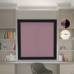 Римська штора Блекаут Перфект з ланцюжковим карнизом пудровий з чорними кантами