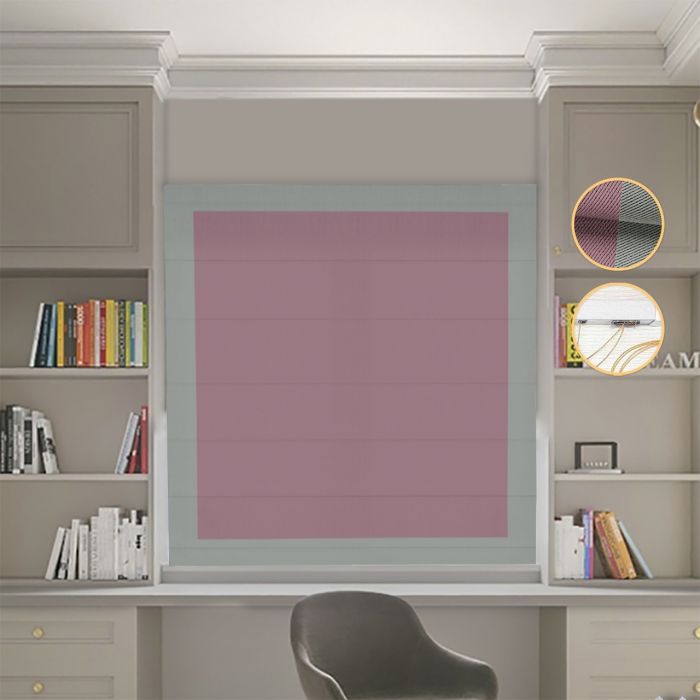 Римська штора DECOLIV Блэкаут Перфект пудровый с оливковыми кантами