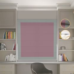 Римська штора Блекаут Перфект з ланцюжковим карнизом пудровий з оливковими кантами