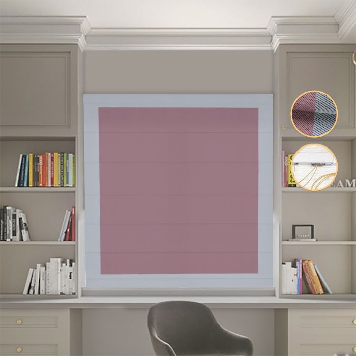 Римська штора Блекаут Перфект пудровий з світло-сірими кантами