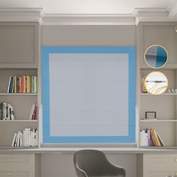 Римська штора Блекаут Перфект світло-сірий з блакитними кантами