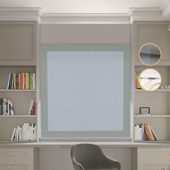 Римська штора DECOLIV Блэкаут Перфект світло-сірий с оливковыми кантами